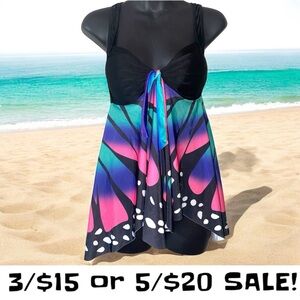 3/$15 Women’s Colorful Butterfly Flowy Tankini Top